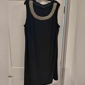 Scarlett Black Midi-Dress Embellished Neckline Sleeveless Women's Size 24